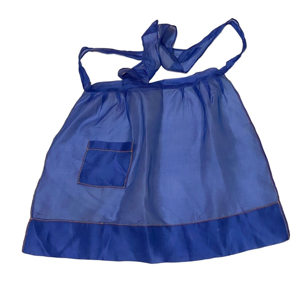 5725 Womens Sheer Royal Blue Half Hostess Apron With Pocket